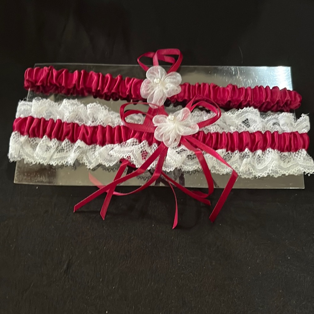 Bridal Garter Set- Burgundy